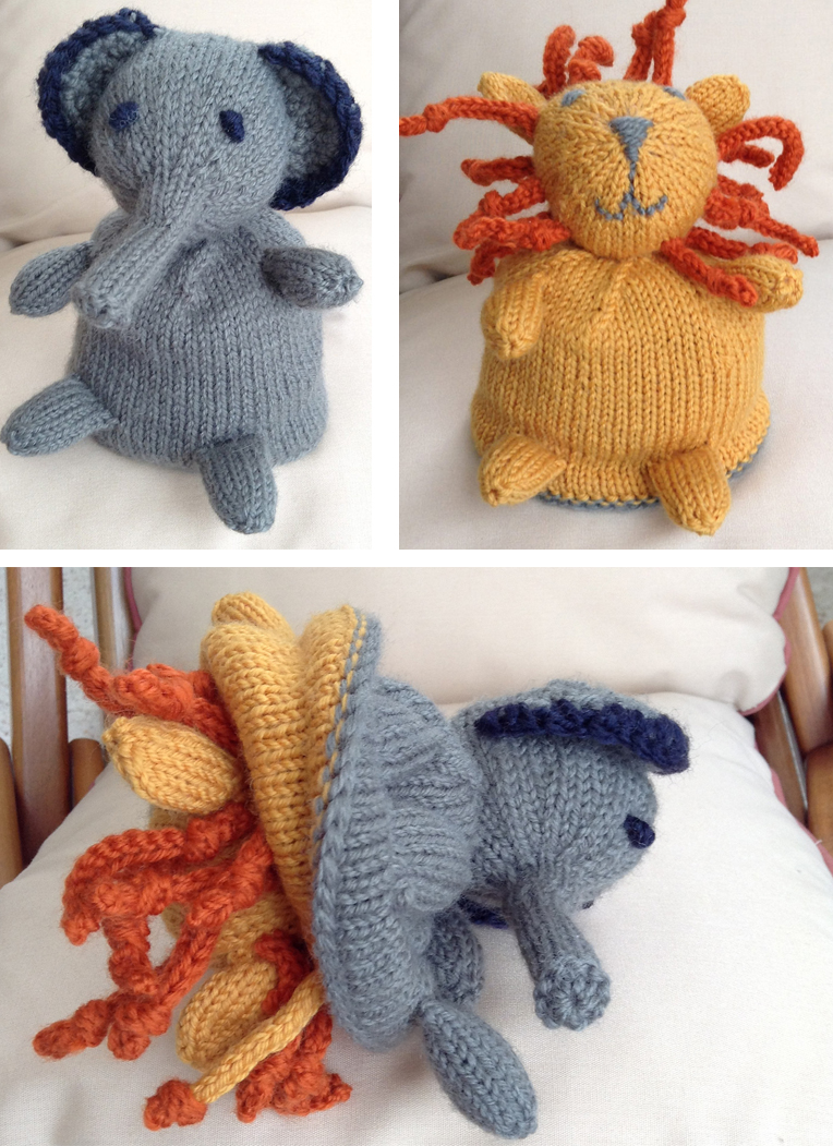 Knitting Pattern for Elephant Lion Flip Toy