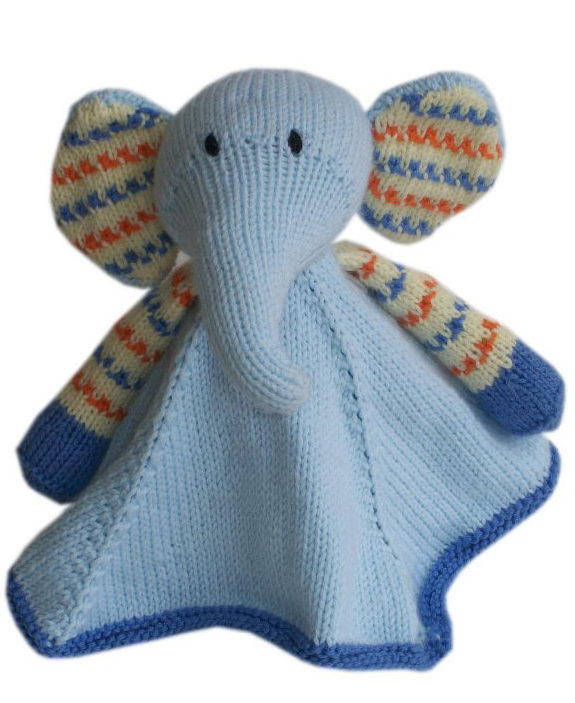 Knitting Pattern for Elephant Lovey Baby Blankety