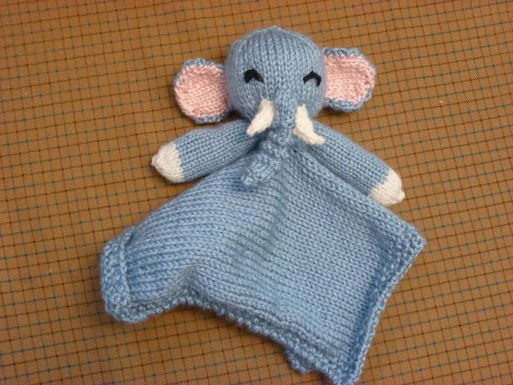 Free knitting pattern for Elephant Lovie and more security blanket buddy knitting patterns