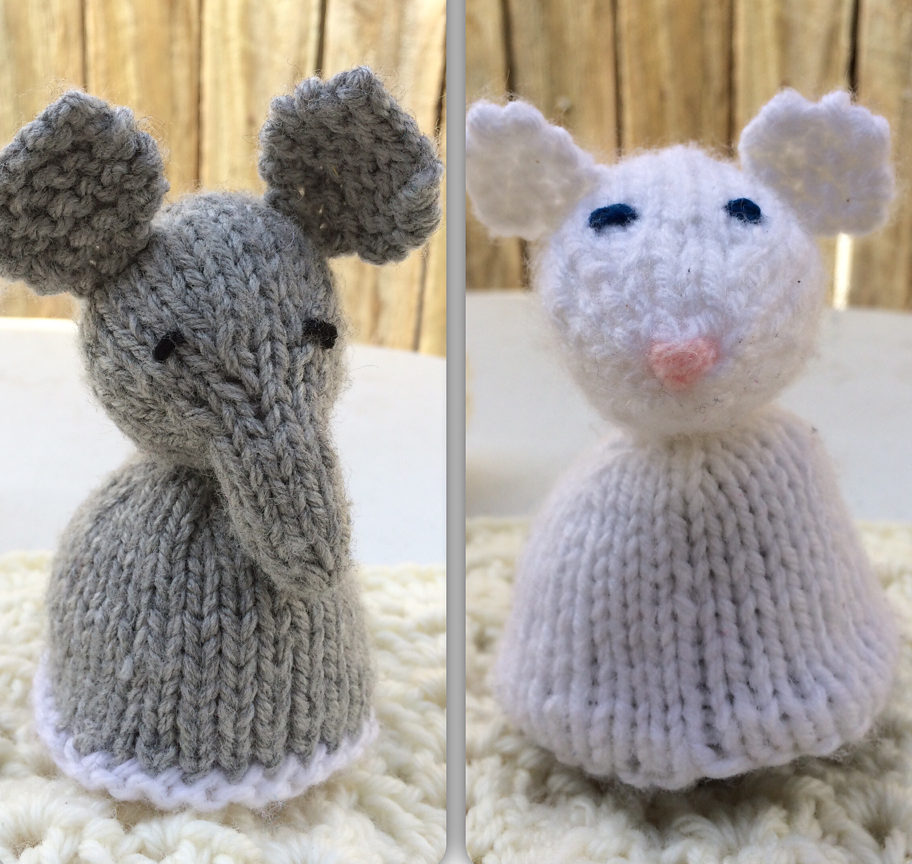 Free Knitting Pattern for Elephant & Mouse Topsy Turvy Toy