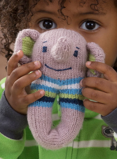 Free Knitting Pattern for Elephant Baby Rattle