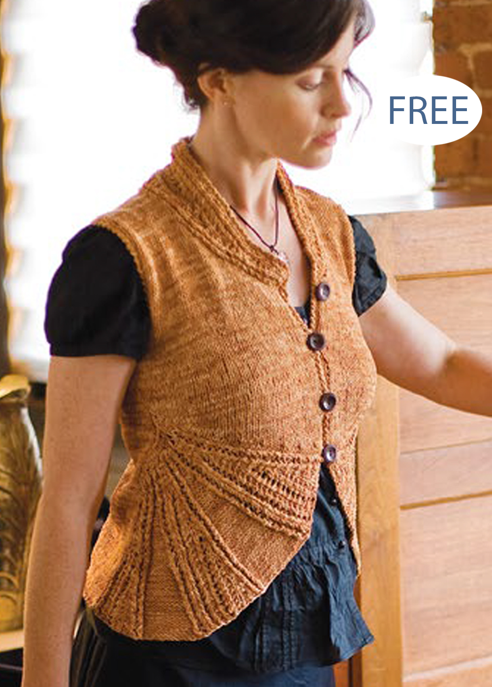 Free Knitting Pattern for Ellis Vest by Norah Gaughan 