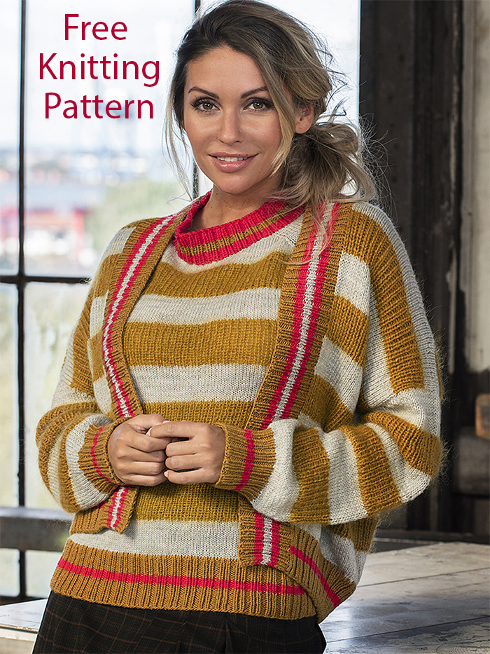 Free Sweater Knitting Pattern Elmegade Tee and Cardigan