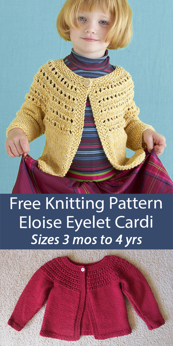 Free Baby Cardigan Knitting Pattern Eloise Eyelet Cardi Baby Sweater