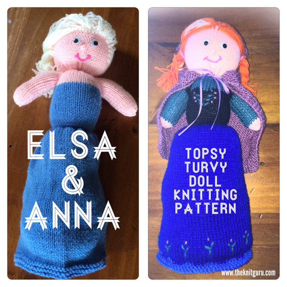 Anna and Elsa from "Frozen" - Topsy Turvy Doll - Knitting Pattern by Juanita McClellan | Frozen Inspired Knitting Patterns at http://intheloopknitting.com/frozen-knitting-patterns