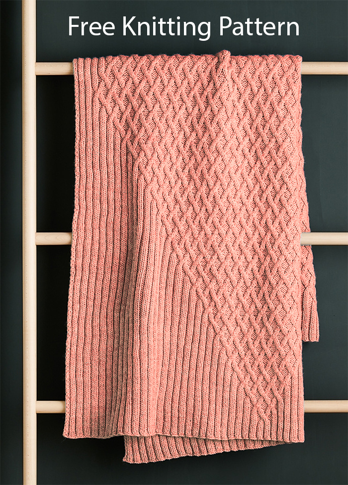 Free Emblem Blanket Diamond cable Knitting Pattern