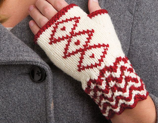 Red Heart Crochet Fair Isle Arm Warmers Pattern