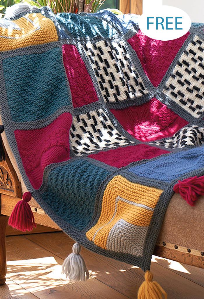 Emeline Blanket Sampler Block Blanket Free Knitting Pattern