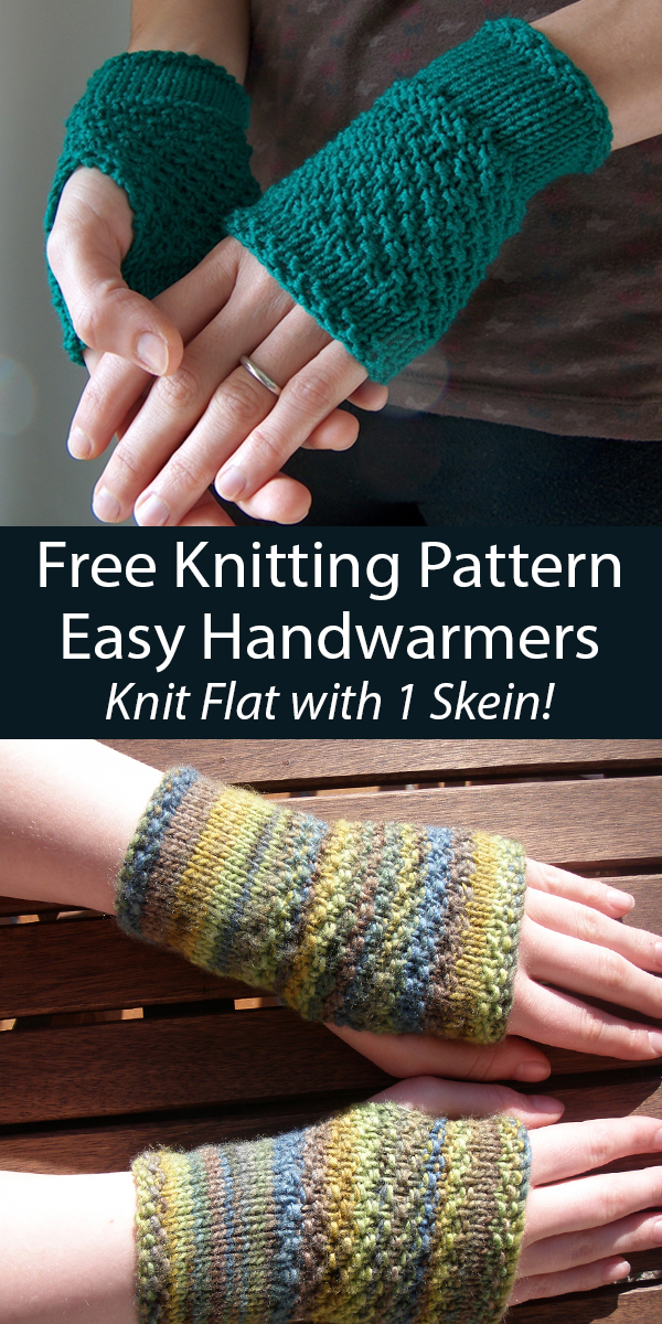 Free Easy One Skein Mitts Knitting Pattern Emerald Green Handwarmer