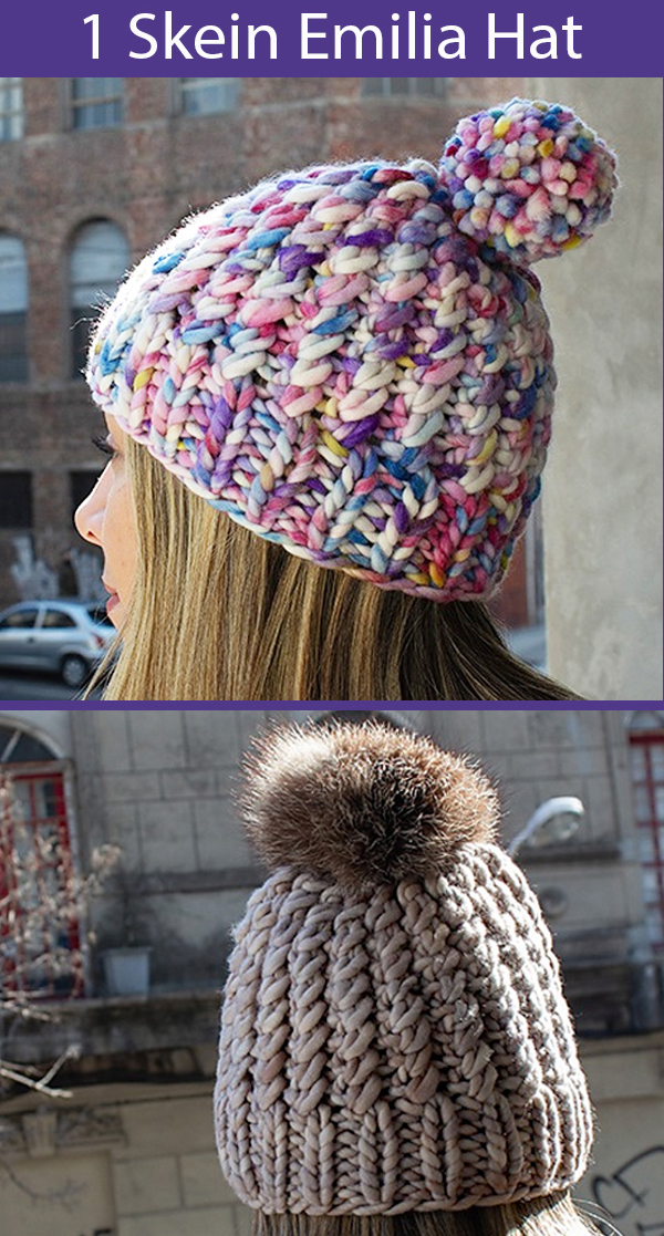 Knitting Pattern for Emilia Hat One Skein Hat