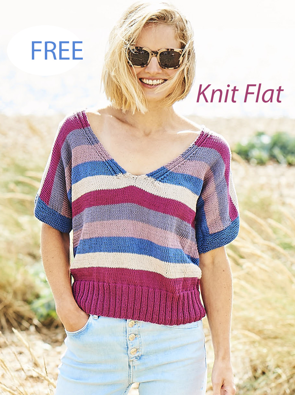 Free Sweater Knitting Pattern F090 Tops Tee