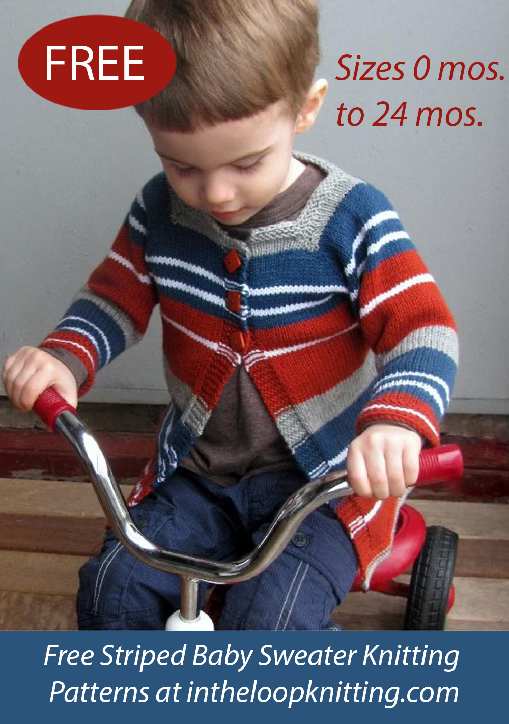 Free F488 Baby and Toddler Striped Cardigan Knitting Pattern