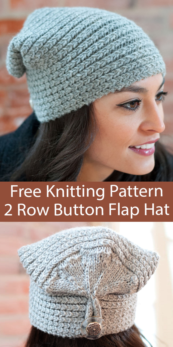 Free Hat Knitting Pattern 2 Row Repeat Button Flap Hat