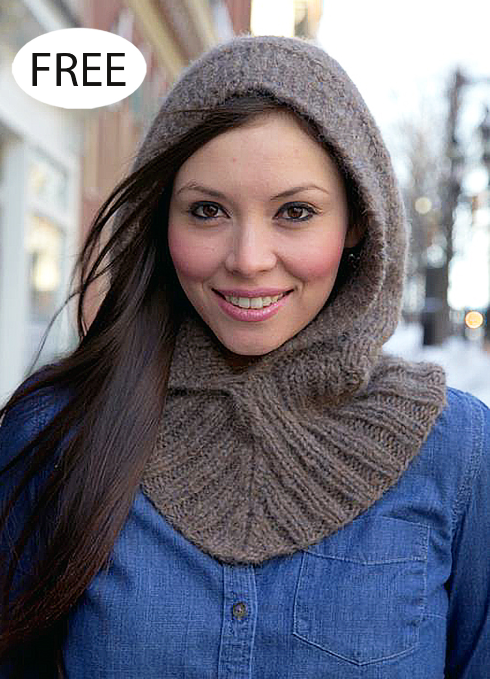 Free Hood Knitting Pattern Ribbed Cowl Hood F297