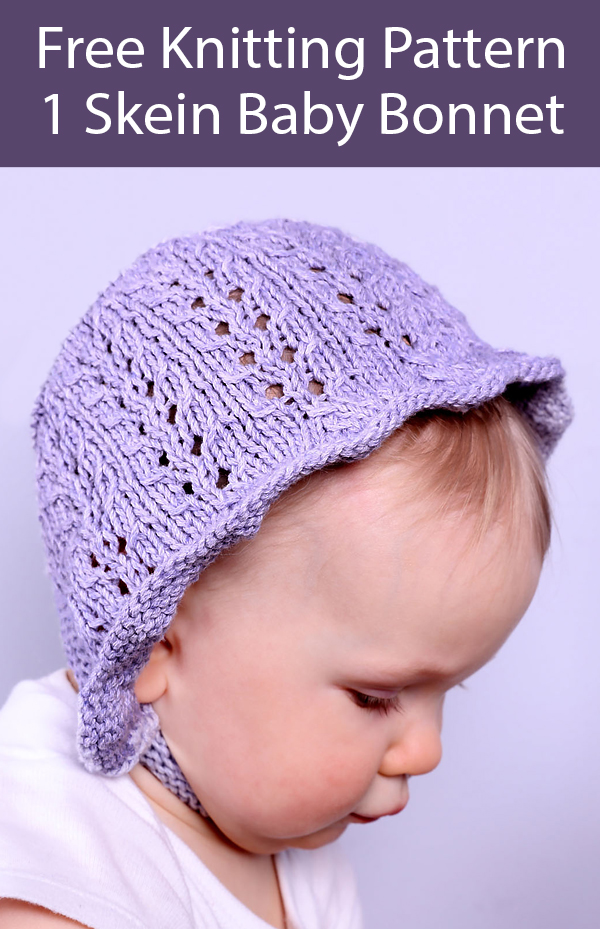 Free Knitting Pattern for 1 Skein Baby Bonnet