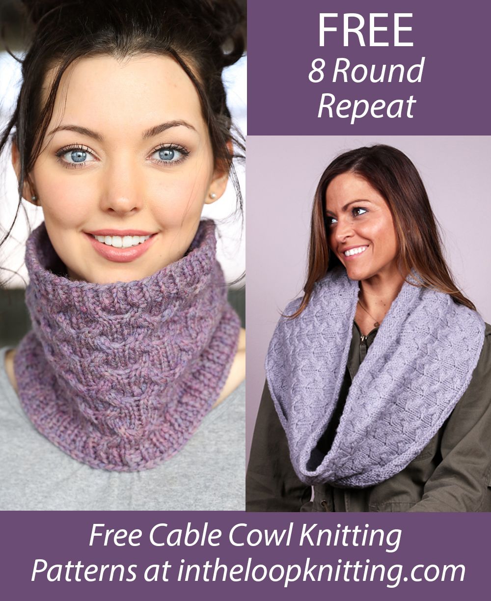 Free F725 Cabled Cowls Knitting Pattern