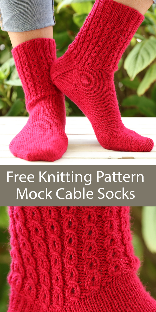 Free Socks Knitting Pattern Mock Cable Socks