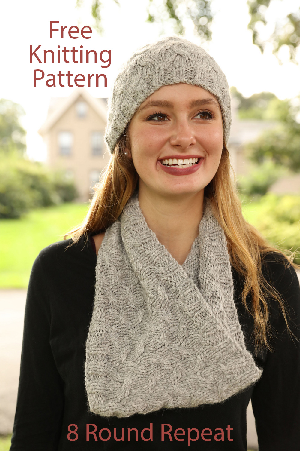 Free F882 Cabled Hat and Cowl Set Knitting Pattern Cable Set