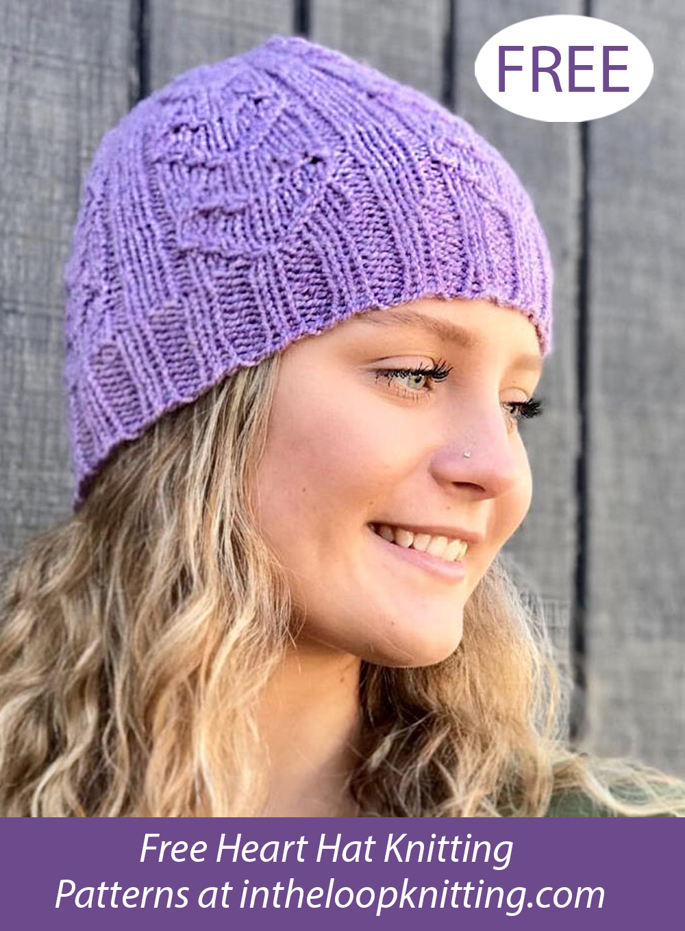 Free Hat Knitting Pattern One Skein Heart Cable and Rib Hat