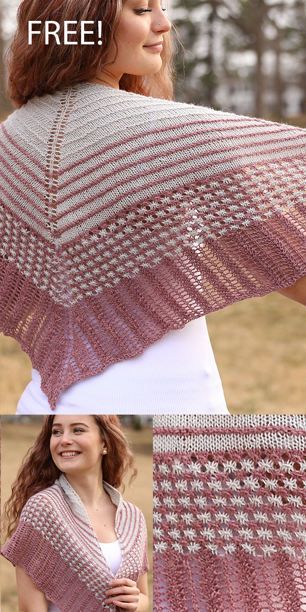 Free Shawl Knitting Pattern Striped Daisy Stitch Shawl
