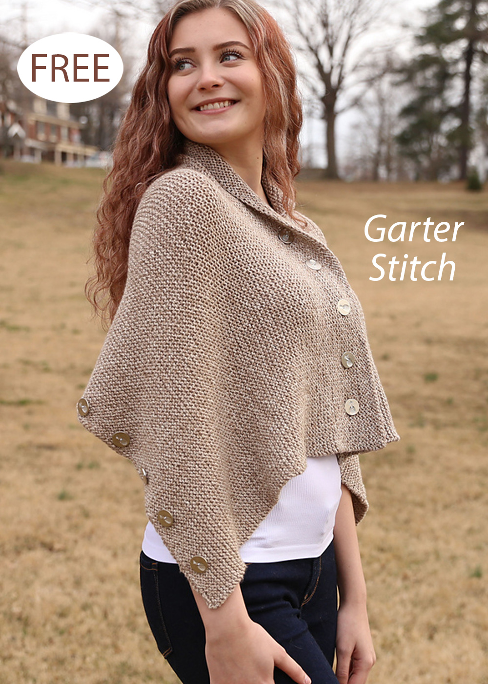 Easy Buttoned Cocoon Shrug Free Knitting Pattern