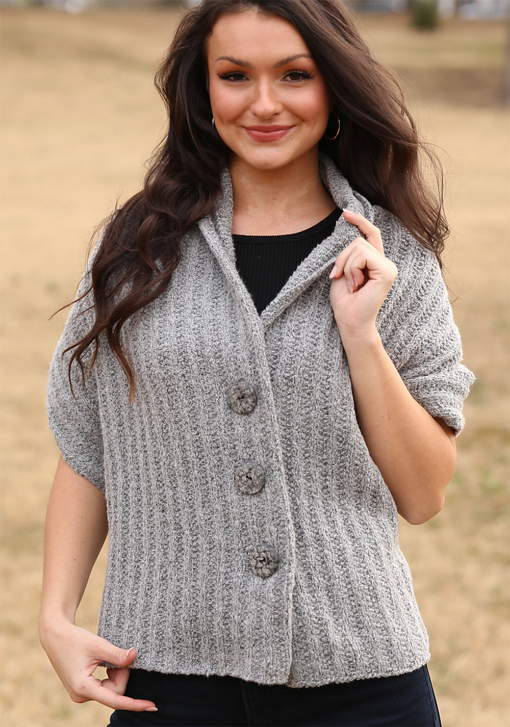 Free Shawl Knitting Pattern Three Button Wrap 2 Row Repeat