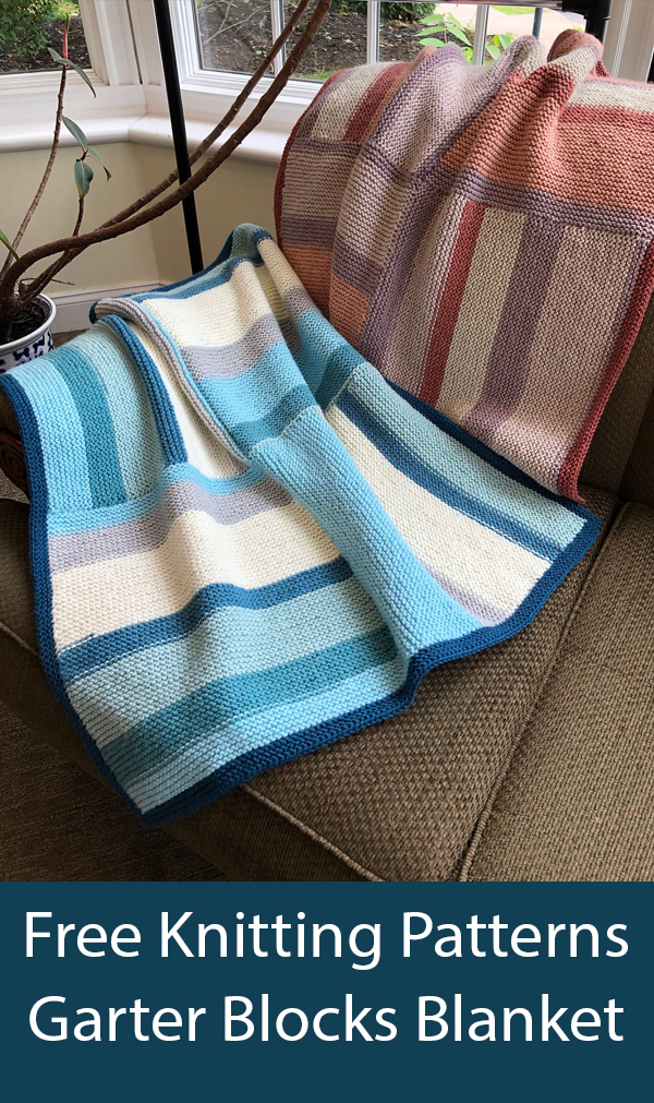 Free Blanket Knitting Pattern F977 Blocks Blanket Garter Stitch Stashbuster