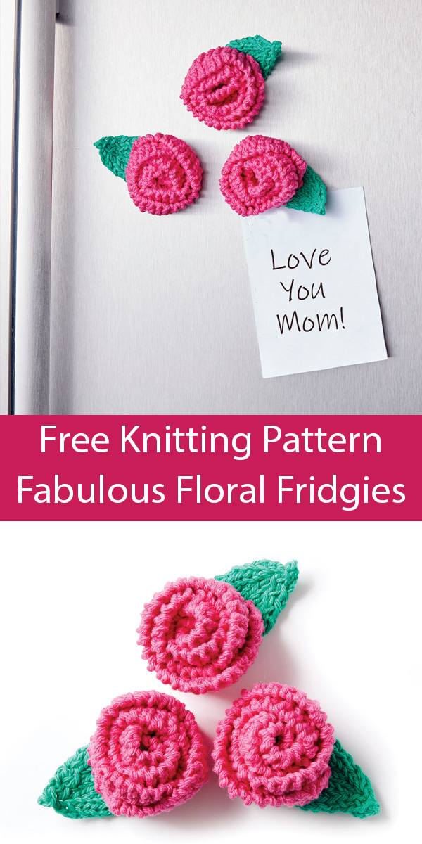 Flower Refrigerator Magnets Free Knitting Pattern Fabulous Floral Fridgies