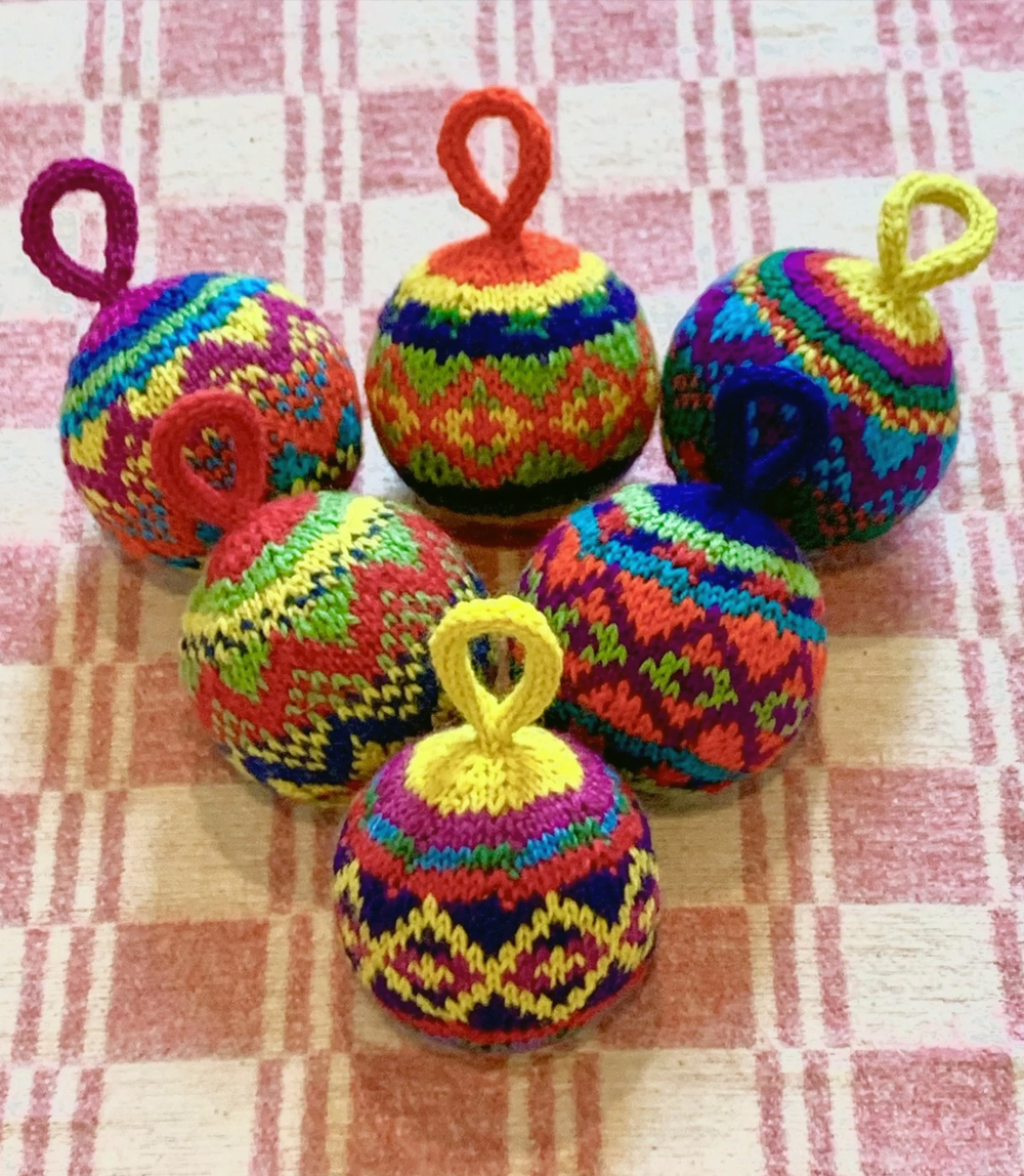 Knitting Pattern Christmas Fair isle Bauble Ornaments