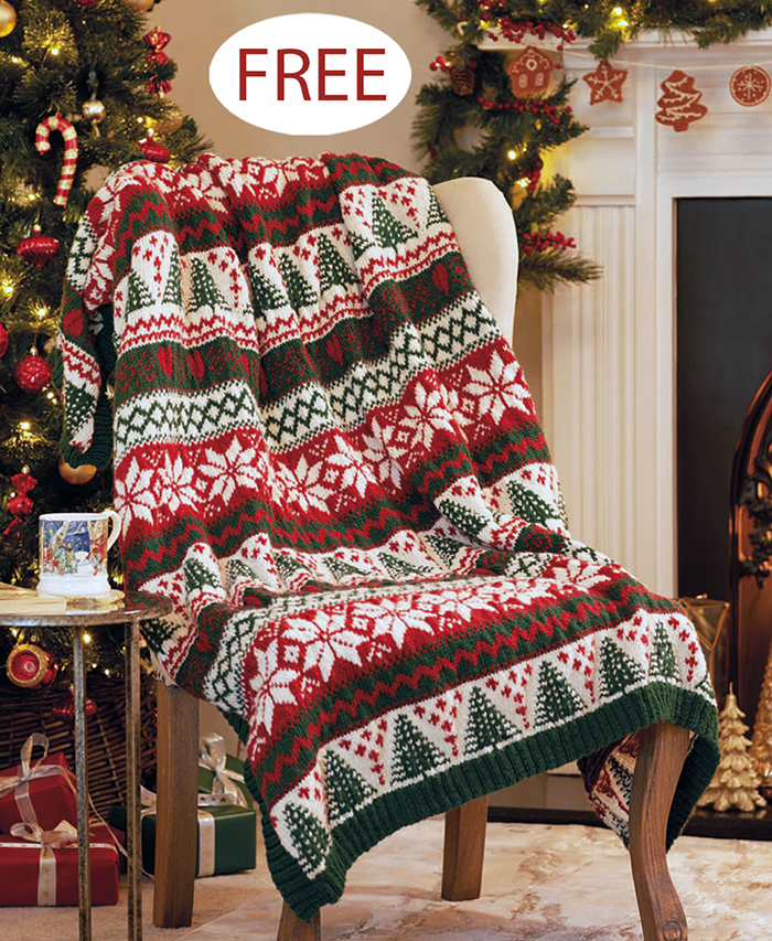 Free Christmas Fair Isle Festive Blanket Knitting Pattern