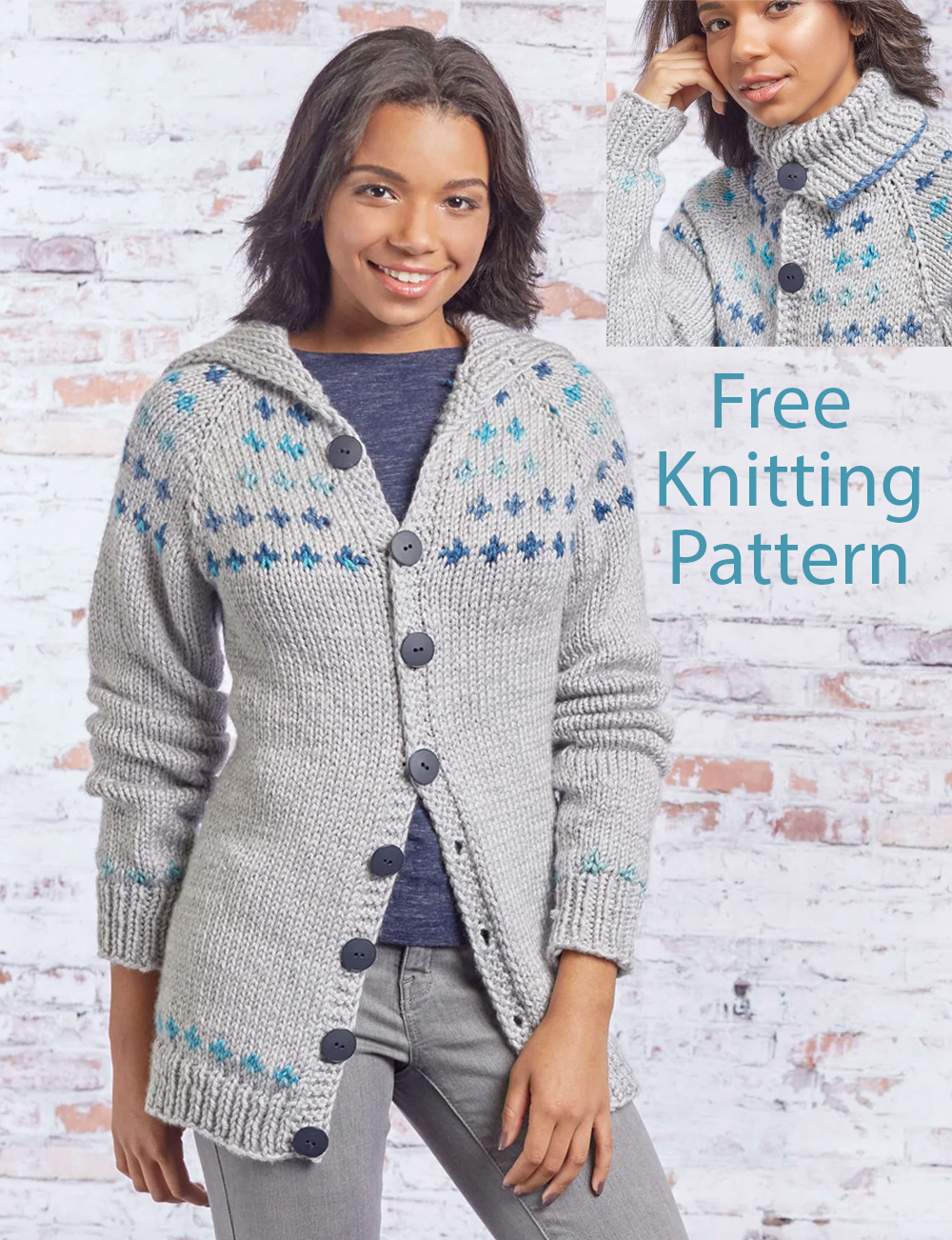Free Knitting Pattern Fair Isle Sweater Coat  Cardigan