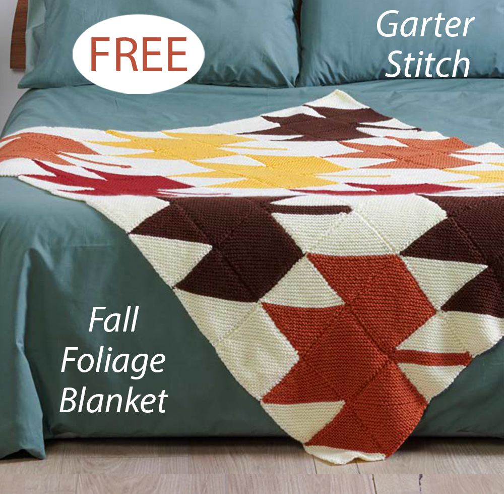 Free Fall Foliage Blanket Knitting Pattern Garter Stitch