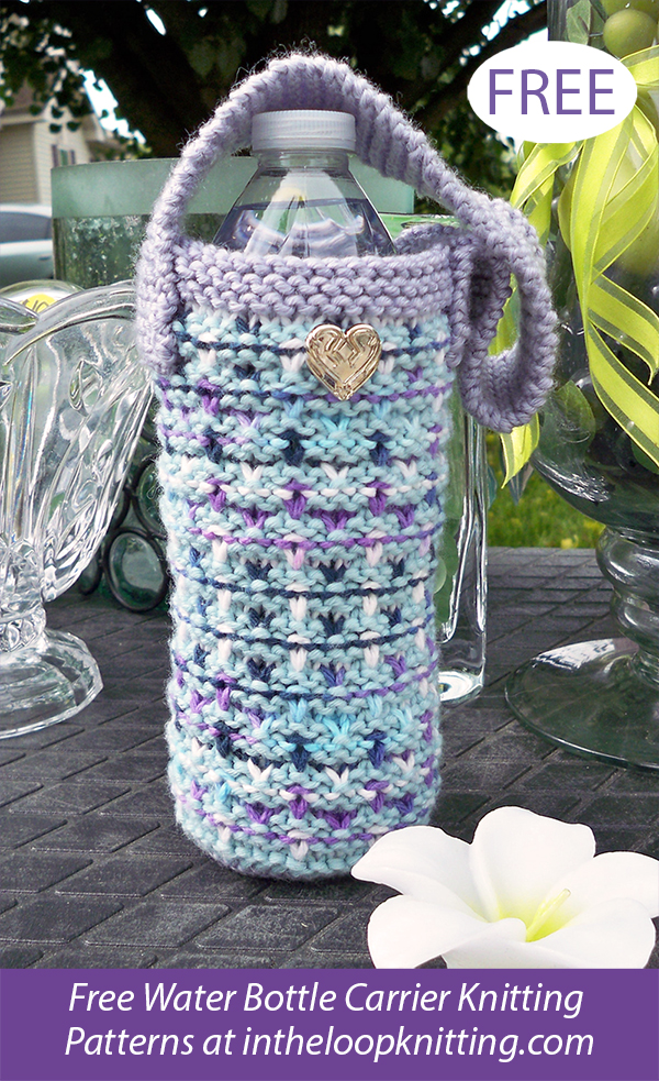 Free Falling Ribbons Water Bottle Cozy Knitting Pattern