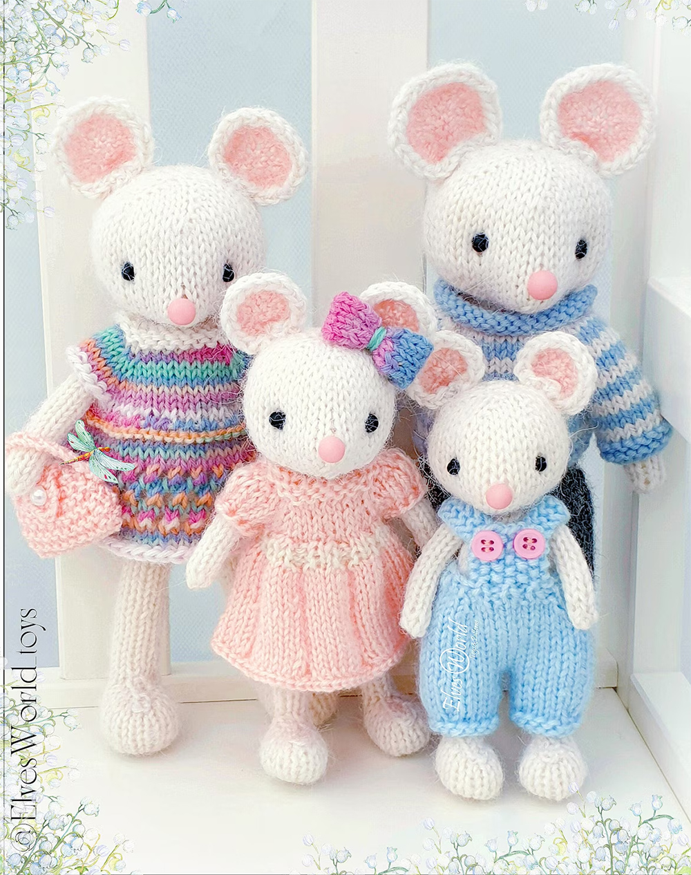 Knitting Pattern Family Mice