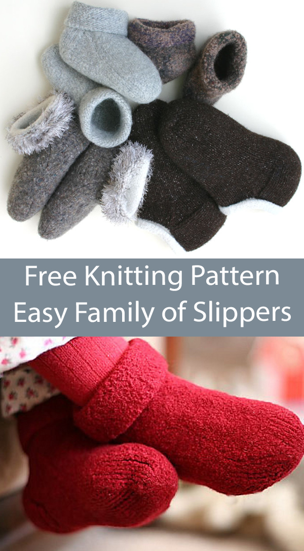 Family of Slippers Free Knitting Pattern