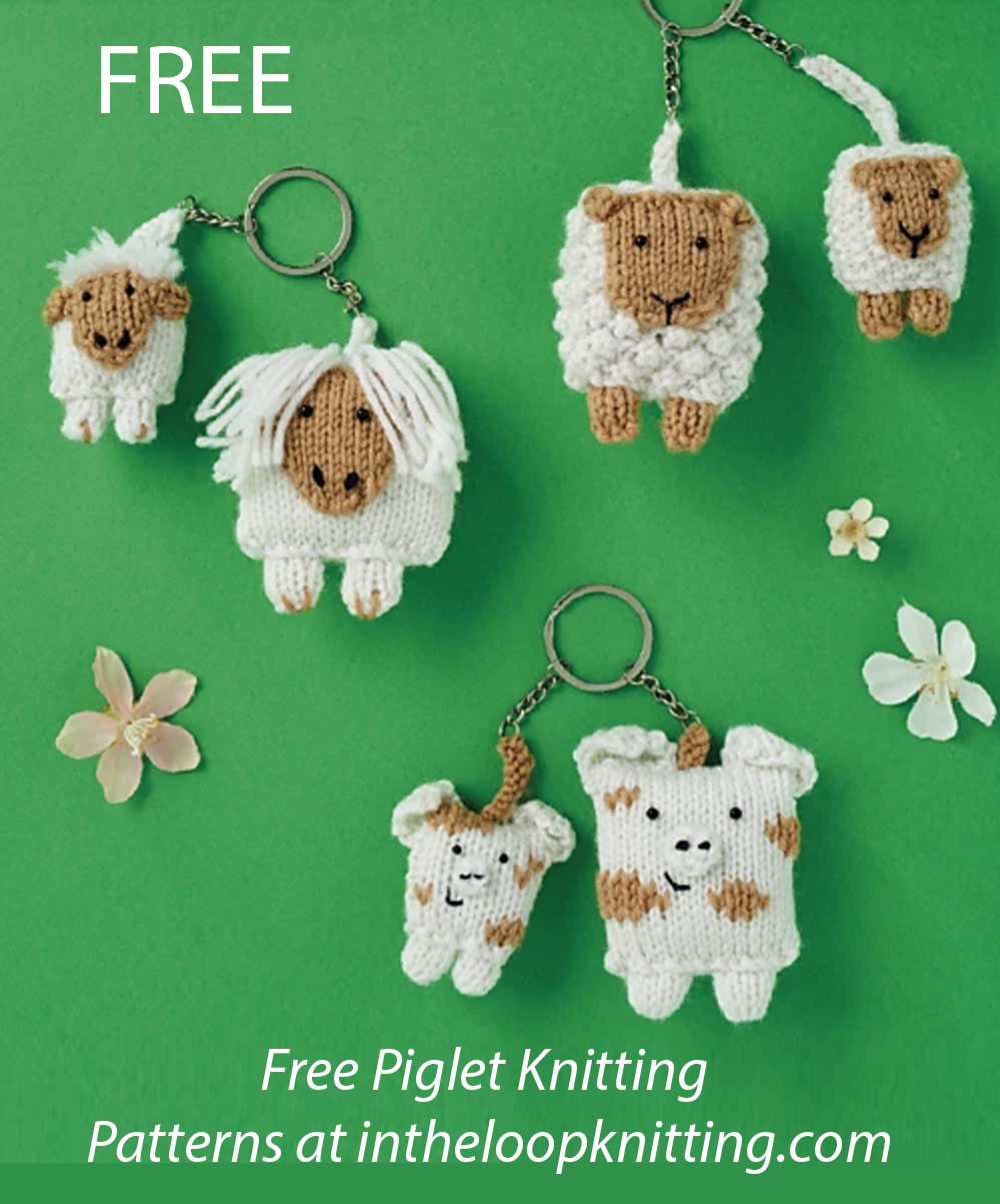 Farm Friends Keyrings Free Knitting Pattern Sheep Pig Cows