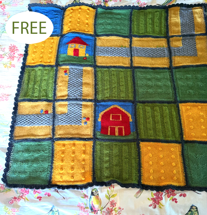 Free Farmyard Blanket Sampler Block Blanket Knitting Pattern