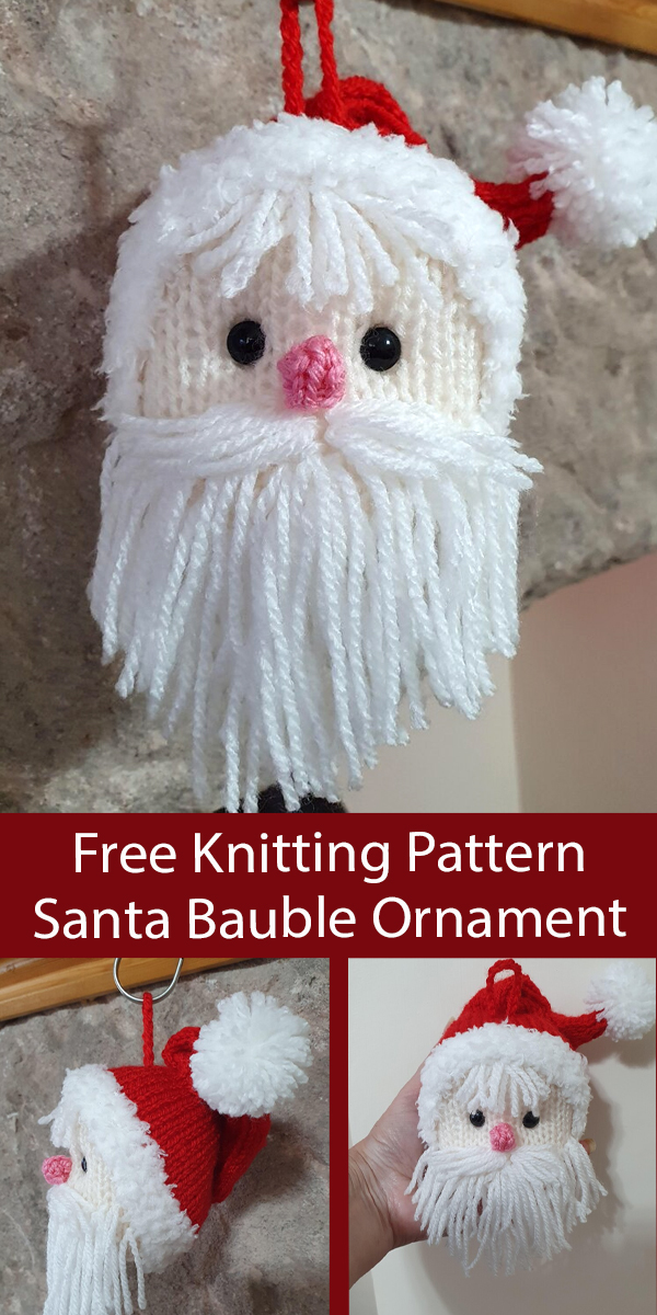 Santa Claus Ornament Free Knitting Pattern Father Christmas Bauble