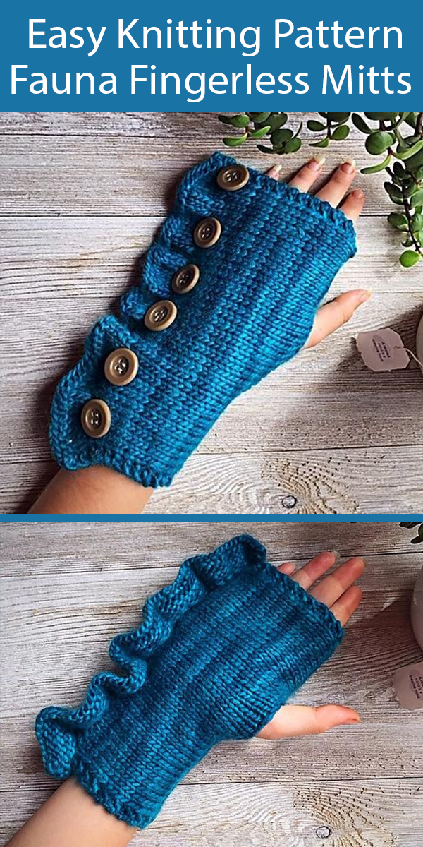 Knitting Pattern for Easy Fauna Fingerless Mitts Knit Flat No Seaming