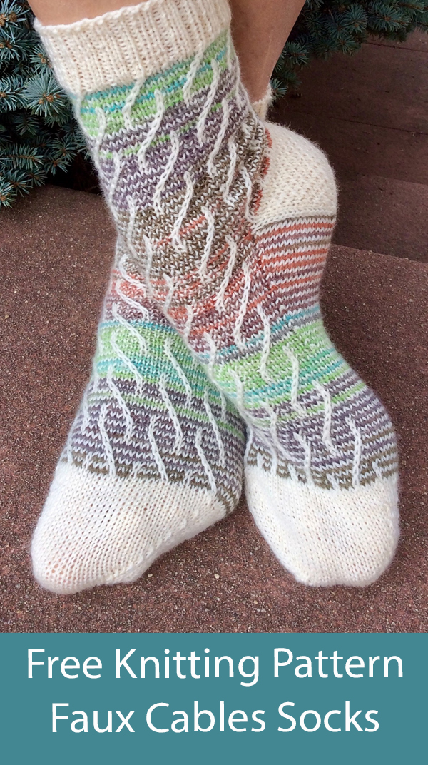 Free Knitting Pattern Faux Cables Socks