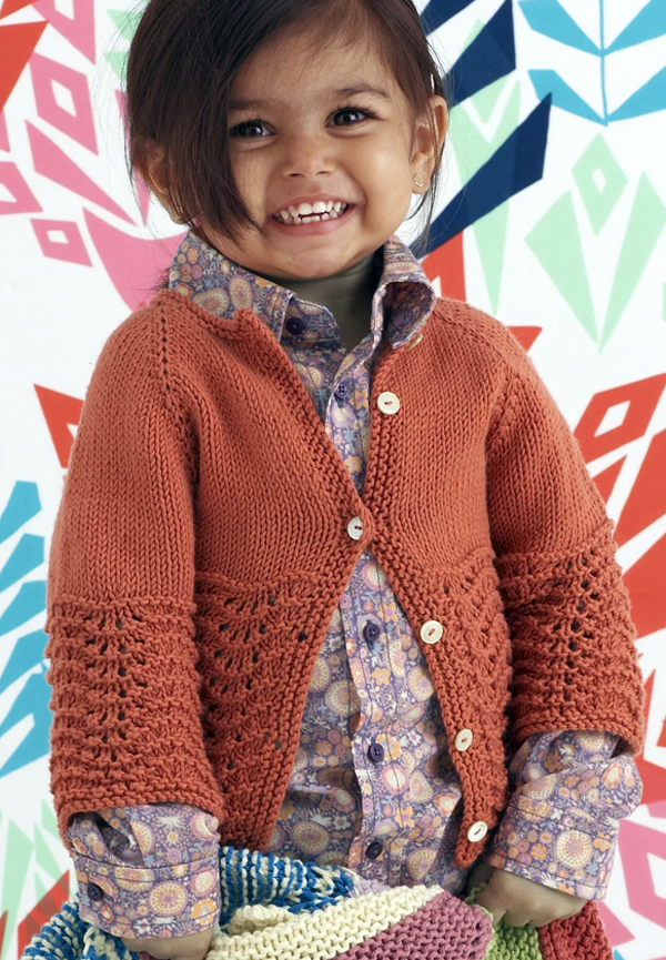 Feather and Fan Baby Sweater Free Knitting Pattern