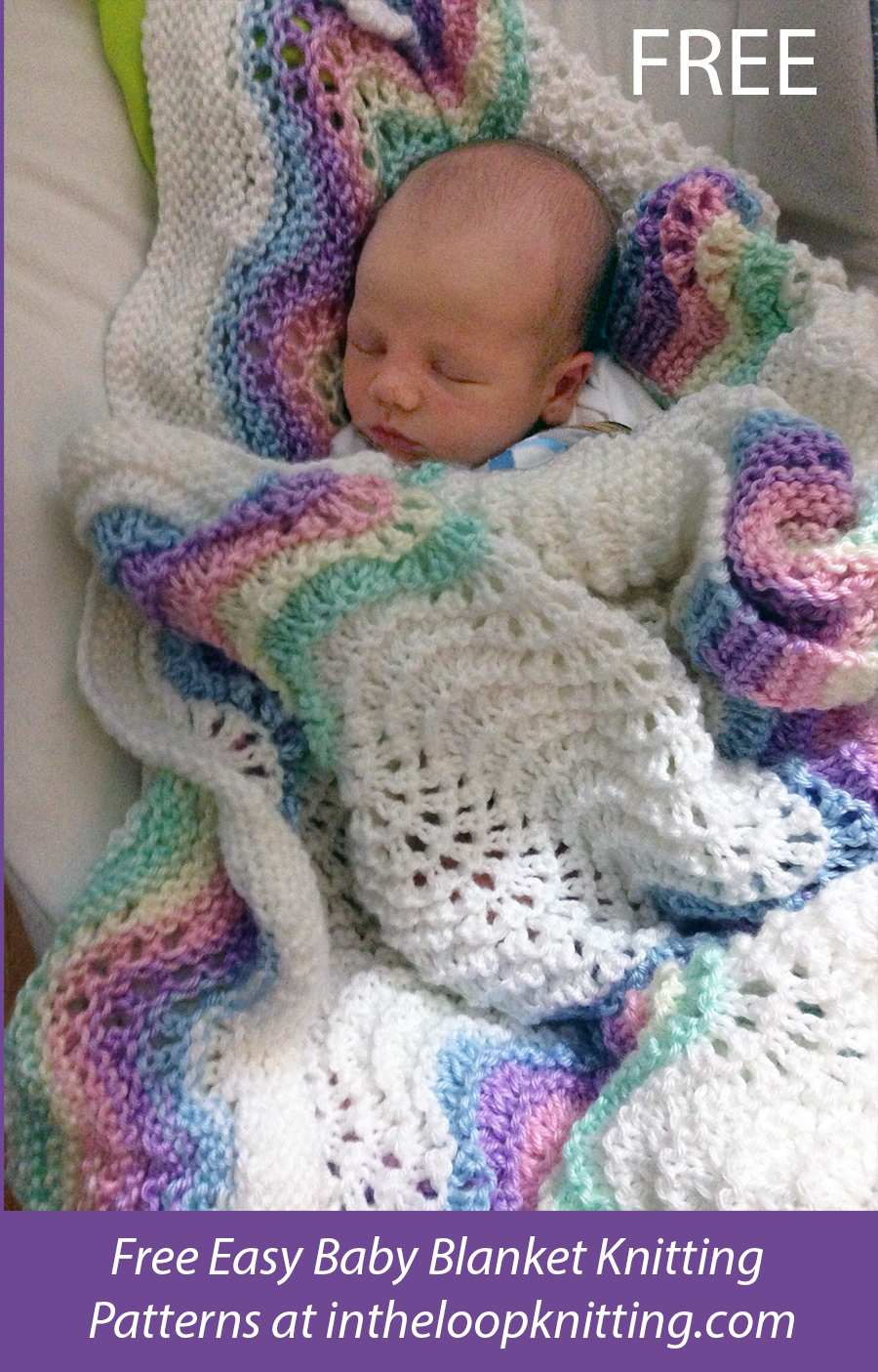 Free Easy Knitting Pattern Feather and Fan Rainbow Baby Blanket