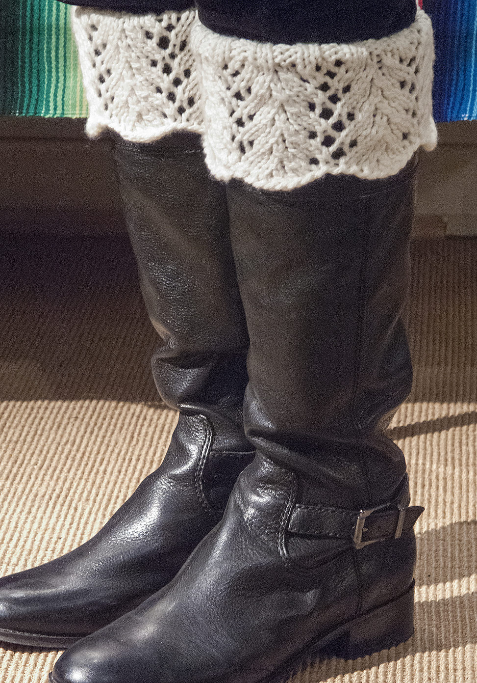 Free Knitting Pattern for Feather Lace Boot Toppers