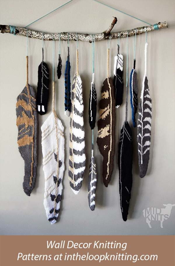Bird Feathers Wall Hanging Knitting Patterns Stash Buster 