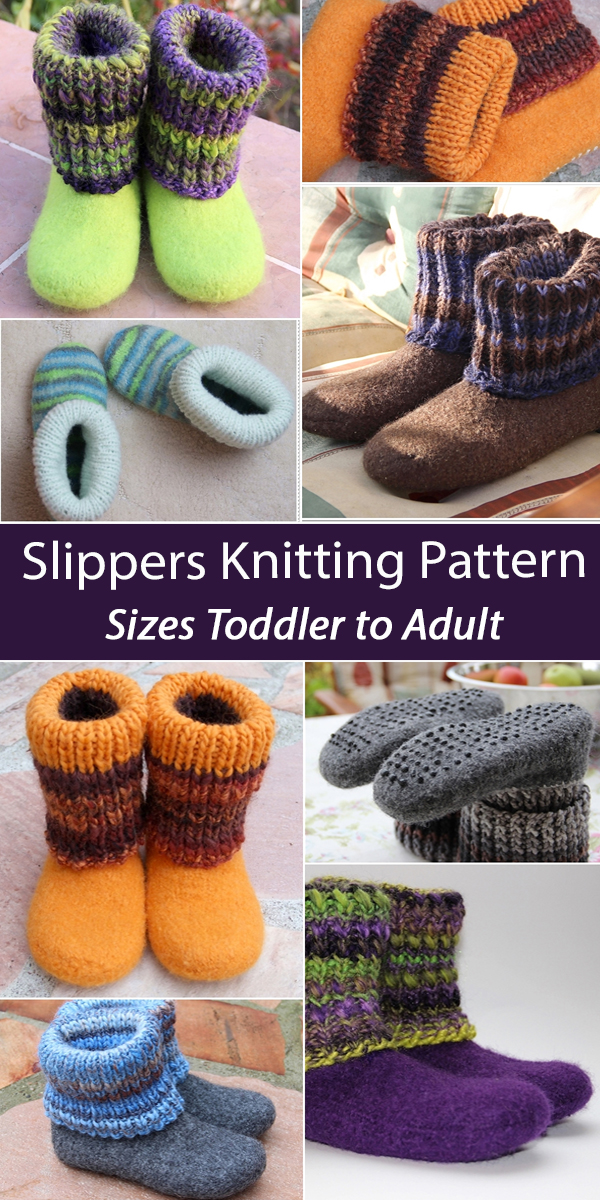 Slippers Knitting Pattern Felt Boots  Slippers with Turtleneck Toddler, Child, and Adult Slipper