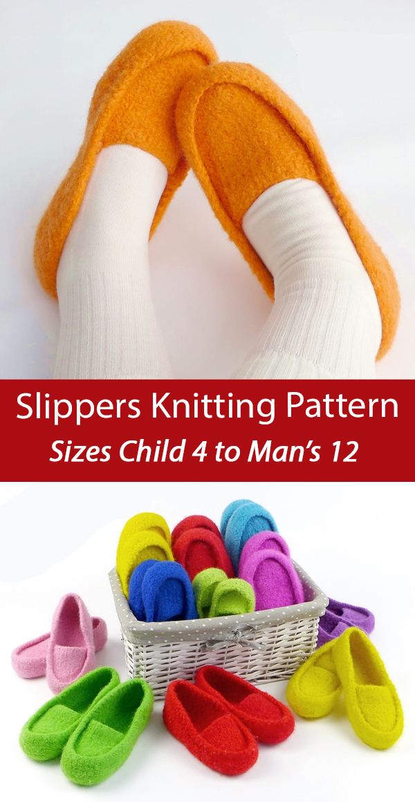 Felt Slippers Knitting Pattern Child and Adult Slipper