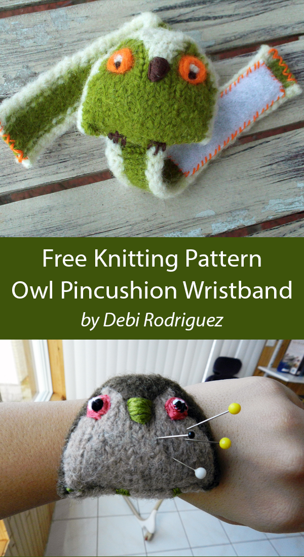 Owl Pincushion Wristband Free Knitting Pattern