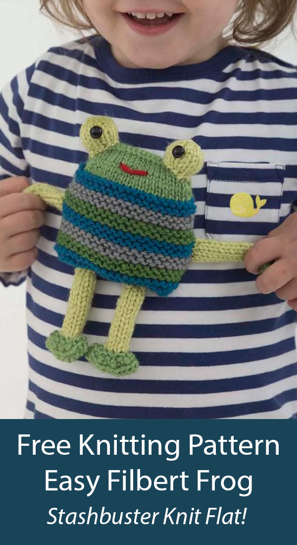 Filbert Frog Toy Knitting Pattern Easy Knit Flat