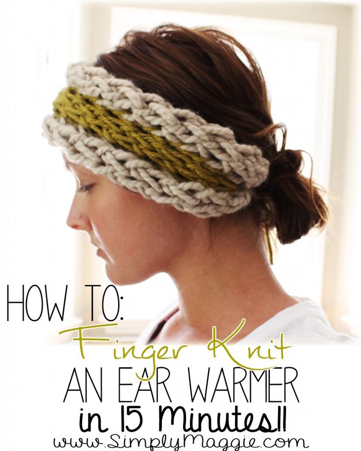 Free knitting pattern for Finger Knit Ear Warmer headband and more headband knitting patterns