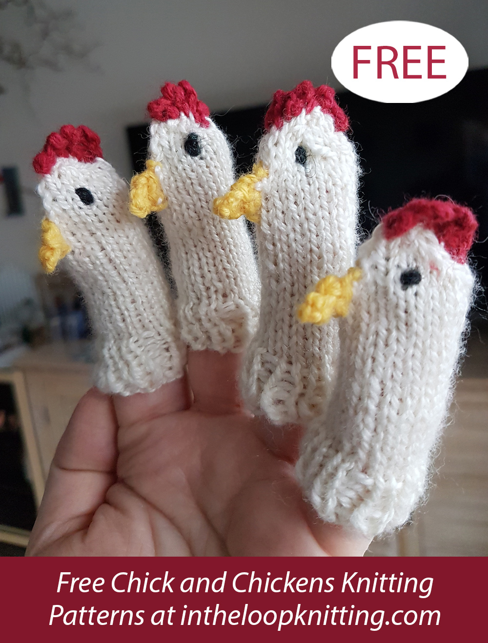 Free Chicken Finger Puppet Knitting Pattern